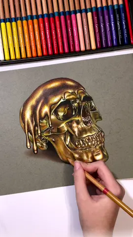Golden skull 💛 Rate from 1 to 10 💀 #art #drawing #coloredpencil