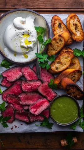 Steak, Burrata, & Grilled Jalapeño Hot Sauce Crostinis. 🥩🔥 #chefsoftiktok #tiktokchefs #traeger #traegergrills #burrata #crostini #SnackTime