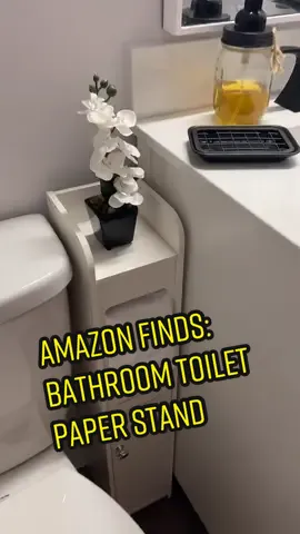 Amazon Finds: Bathroom Toilet Paper Stand! Storage with doors & shelves for toilet paper & bathroom accessories. Link in bio. #amazon #amazonfinds