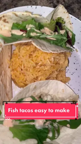 Easy fish and Mexican rice tacos 🌮 yummm super easy to make 30 min and no mess ☺️ #fyp #viral #food #tacos #yumm