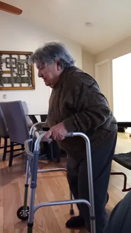 1 year since she broke her tibia Grandma is walking💪she said she will and she did it.#fyp #overcome  #firststeps  #wheelchair  #abuela #grandma