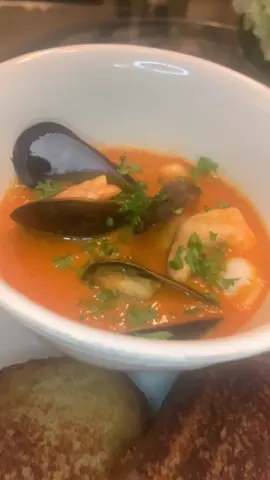 Grilled Cheese with Tomato Basil Seafood Soup #grilledcheese #velveeta #tomatobasilsoup #tomatobasil #shrimp #scallops #seafood #mussels #squid #food