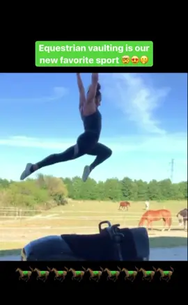 Yes, #equestrianvaulting is a thing, and we are ALL for it! 🎥: amanda_staalsoe/IG #equine #horsebackriding #gymternet #gymnastics #fyp #crazysports