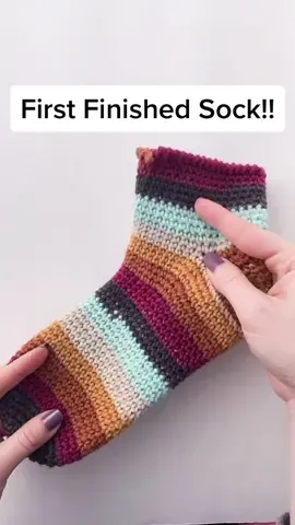 Finished my first sock! #crochet #crocheting #crochetersoftiktok #socktok #sock #felici #Wecambassadorsfeb21 #sponsored
