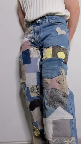 How’d I do?                                   #patchwork #patchworkjeans #patchworkdenim