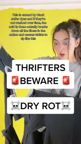 PSA for all thrifters!! beware of dry rot!!💀 #dryrot #vintagetshirt #tshirt #rippedshirt #surprise #oldnavy