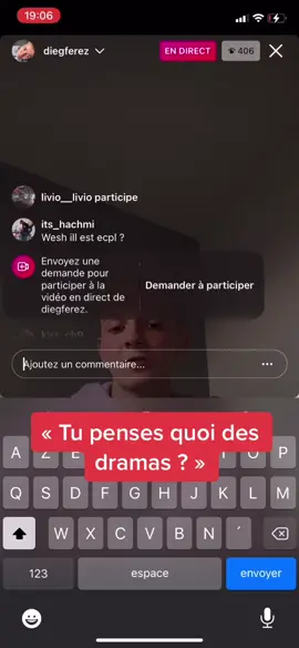 @diegoferez : « les dramas, c’est pour percer￼ » #DRAMA #pourtoi #diegoferez #instagram #live