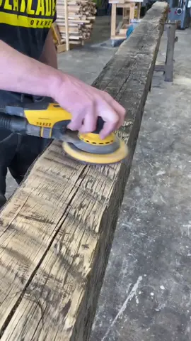 Big reclaimed beam for the new tool wall #tools #tool #woodshop #woodwork #woodworking #barnwood #maker #reclaimedwood