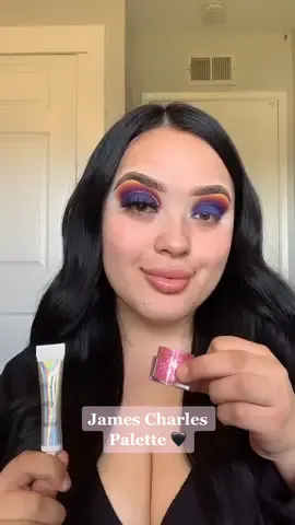 Didn’t know where I was taking it with this look , but love how it came out 🤨💙🧡 #fyp #foryou #jamescharles #parati #makeuptutorial #eyetutorial