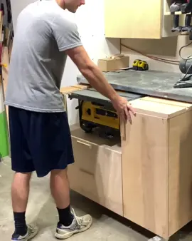 This mobile cart has made all the difference. Plans available. #woodworking #woodwork #woodworker #wood #workshop #woodtok #dewalt #tablesaw #fyp