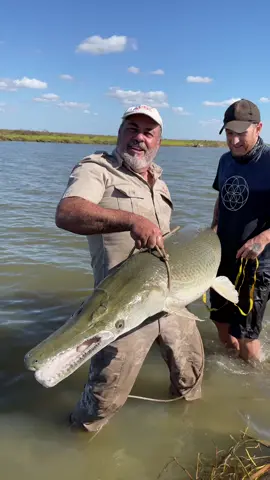 Wow one incredible prehistoric beast with @catching_dinosaurs 🙌 #aligatorgar #fishing #education #catchandrelease