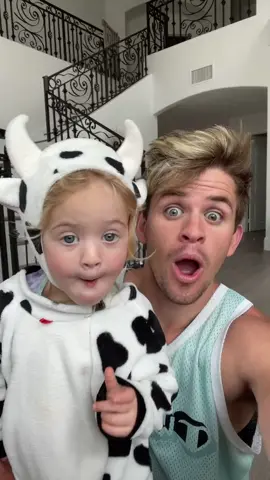 I give this an A+ for her cow costume