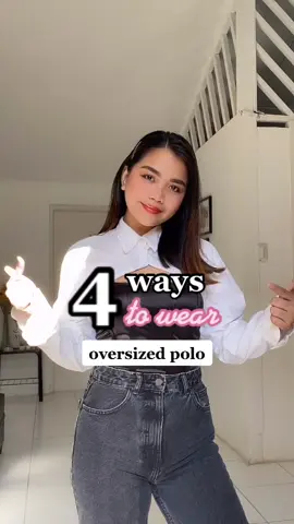 Different ways to wear oversized polo 💗 #oversizedpolo #fashionhack #outfitinspiration #fashiontiktok #fyp #foryou #tiktokph