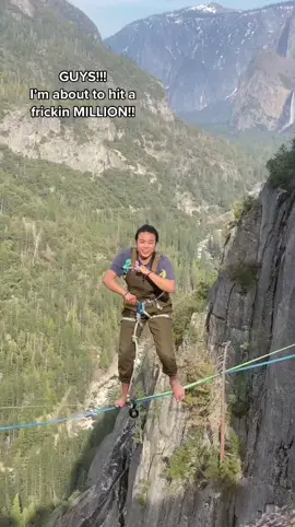 sooo close!! Thanks so much! I love you my doods!! #stayslacky #slackline #yosemite