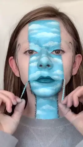 Taking off my makeup but in reverse☁️💙 #takeoffmymakeup #cloudmakeup #creativemakeup #makeupinspiration