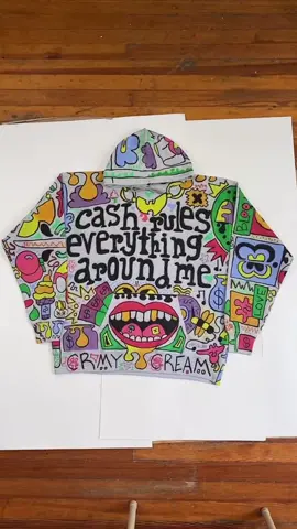 C.R.E.A.M. Graffiti Hoodie (Final Product) #runitup #creamy #airbrush #graffitiforyou #diystreetwear #GoForTheHandful #nycstreetfashion #newyorkcity