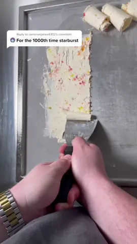 Reply to @cameronjones4302 Starburst Rolled Ice Cream! Comment what color of starburst is the best⬇️ #Icecreamrolls #foodtiktok #dessert #POV #fypシ