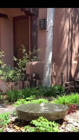 I like fountains. #fontana #fountain #garden #patio #courtyard #solitude #water #santafenewmexico #santafe #newmexico #fyp  #yoga #meditation #birds