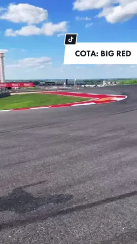 A 133-ft hill leading into a blind hairpin turn. Say hello to Big Red at #COTA. #nascar #racing #austin #texas