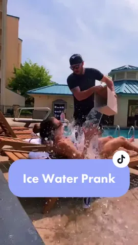 She should’ve known better then to fall asleep! #icebucket #waterprank #gatlinburglife #poolside #sleepingbeauty #couplespranks