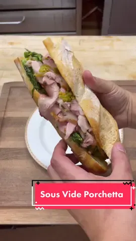 Porchetta Sandwich, Stewed Rapini, Calabrian  Chilies #howtocookstuff #porchetta #porkbelly #sousvide #know