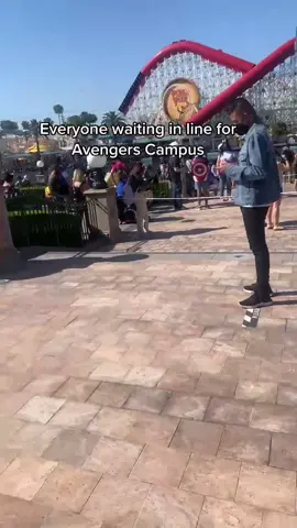 Vibing in this long line 😅 #fyp #foryou #disneyland #disney #avengers #avengerscampus