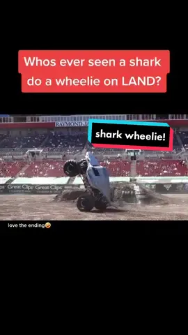 Anyone ever seen a shark do a wheelie!? @gravediggeraa I was so sad at the end😂 #monsterjam #megalodon #shark #wheelie #monstertruck #bodydesign