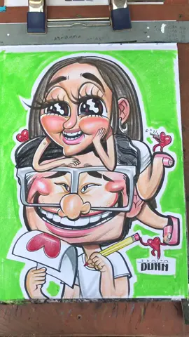 thanks for driving to see me!!! You two 😭 ❤️💜💙#caricature #reveal #reactions #foryou #tiktokart #CUTE #drawing #hearts
