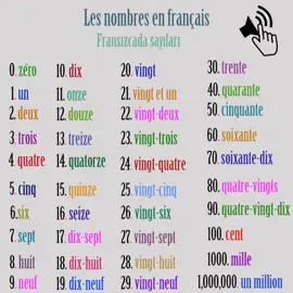 Fransızcada sayılar. les nombres en français.   #fransızcaöğreniyorum #fransızca#fransızcatürkçe #fransızcakonuş