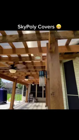 SkyPoly Pergola Covers. Block 100% UV Rays. Let through tons of light. #patiocover #pergola #roofingcontractor #outdoorlivingspace #outdoorlivingroom
