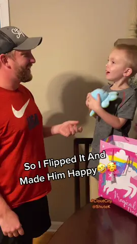 Got the wrong mood plush but daddy is a magician 🤣 Have y’all seen these? #moodplush #present #birthdayboy #cloutcity #toddler #boydad #mommasboy
