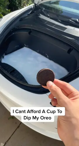 Perks of having a Tesla… you dont need a bowl to dip your oreos 🤣😎 #tesla #oreos #dallas #DontSpillChallenge