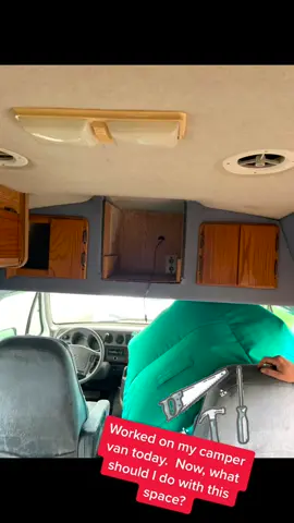 Worked on my #campervan today.  #mousepoop #vanstorage #camperremodel #boho #whattodonext #demo #DIY #wwyd #fypシ #camperlife #adventure ⚒️⚒️