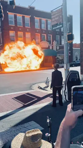 You were only supposed to blow the door off! #onset #actorslife #behindthescenes #makingof #acting #movietok #specialeffects #dayin #stunt #film
