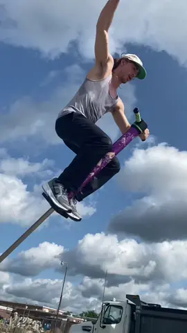 My hat is hanging on for dear life 😅 #pogostick #flips #foryou #extremesports