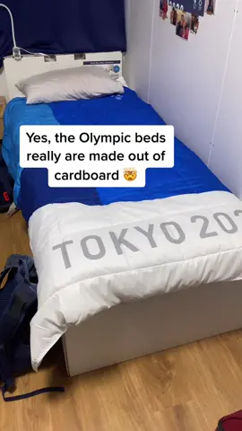 Still can’t believe this! 🤯 #cardboardbed #olympic #tokyo #gymnastics #olympics #olympicgames #tokyobeds #flips