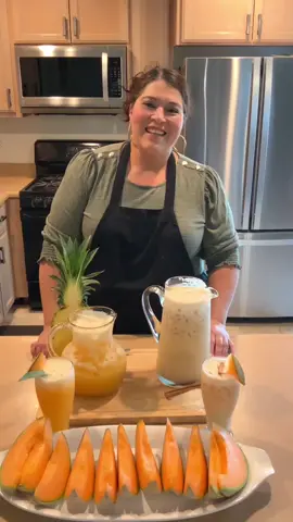 Unas ricas aguas frescas de melón😋😋🍈 #horchataconmelon #melonconpiña #parati #fyp