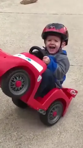 Kid riding their toy car gets into trouble. #toddlersoftiktok #kidstoys #funnykid