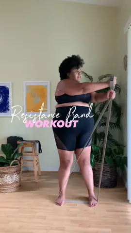 Resistance Band Workout (6 moves): 8-10 reps + 2-4 sets 🌟 #plussize #beginnerworkout #plussizeworkout #plussizefitness #resistancebandworkout