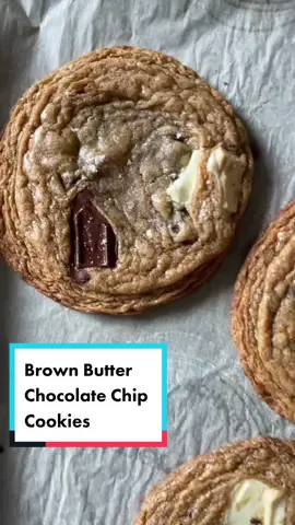 Brown butter chocolate chip cookies! 😍 cr: Kate Davis recipe! #FoodTok #cookies #dessertrecipe #brownbutter