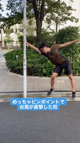 局地的すぎる暴風を観測した。#台風 #強風 #パントマイム #吹っ飛んだ