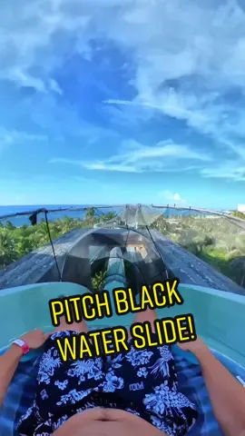 Would you slide in to pitch black? 🌊 🌴#waterslide #waterpark #travel