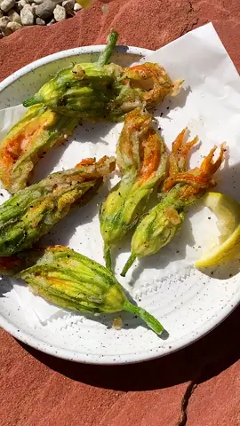 Stuffed ricotta squash blossoms ✨✨ #summerrecipe #recipes #foodasmr #squashblossom