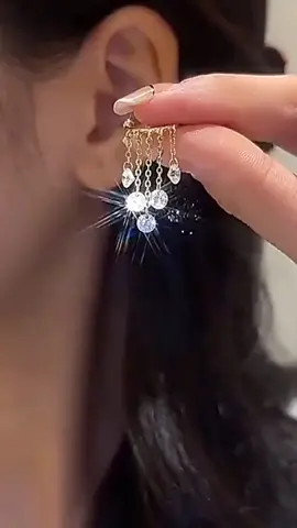 crystal chain tassel ear bone clip#earrings #jewelry #fashion