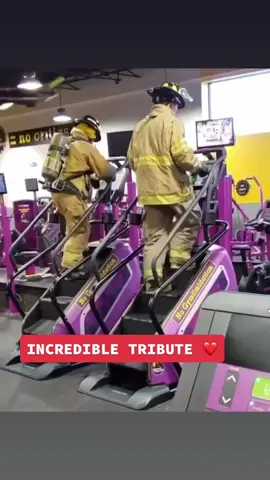 To honor the firefights that lost their lives on 9/11 they climbed 110 stories up and back down on a stair machine 👏❤️ #neverforget #911 #foryoupage