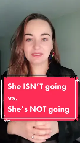 She isn’t going? Or she’s not going? 😬 #english #englishteacher #englishtips #englishgrammar #esl #learnenglish #grammar #ingles #英語 #ingles #영어