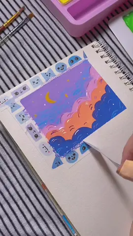 IG : cazoixanh 💟 #fyp #xuhuong #gouache #sky #himigouache