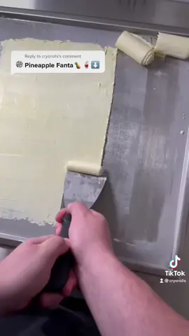 Pineapple Fanta Rolled Ice Cream!🍍 #icecreamrolls #foodtiktok #fanta #fypシ