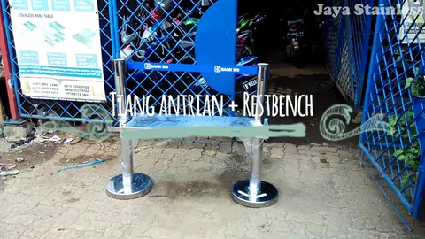 Tiang antri Bank dengan Rest bench Tempat duduk - Railing stand - Qline stand. Dapat pesan HUB WA. 081310045708 #antrian #antri #bench #antri #duduk