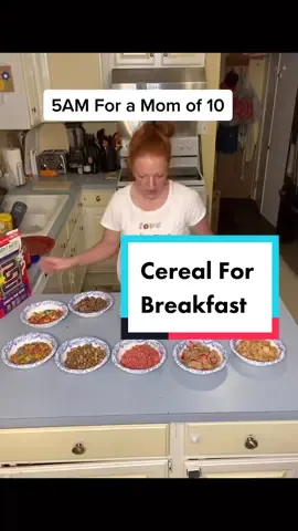 POV Your 10 kids all like different cereals. What’s your favorite cereal? #Breakfast #9to5 #BigFamily #MorningRoutine